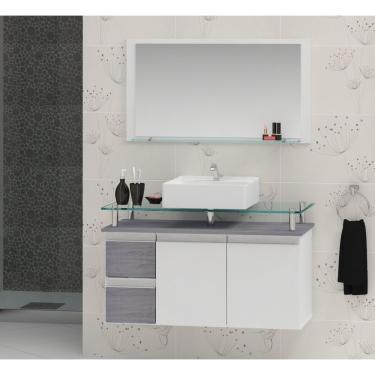 Imagem de Conjunto Para Banheiro Gabinete Com Cuba E Espelheira 80Cm Diamante Contarini Rovere