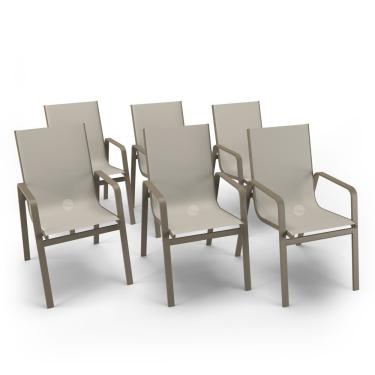 Imagem de Kit 6 Cadeiras Miami Gourmet Alumínio Fendi Tela Bege