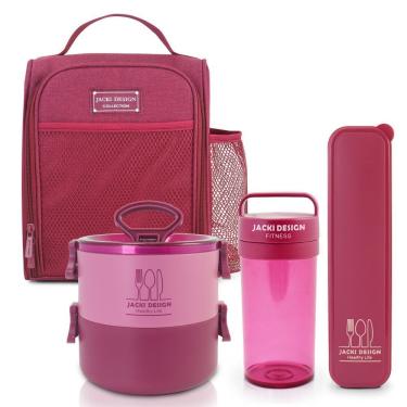 Imagem de Conjunto Da Linha Joy Com Bolsa Térmica, Porta Talher, Pote De Marmita 2 Andares E Garrafa 430ml Vinho