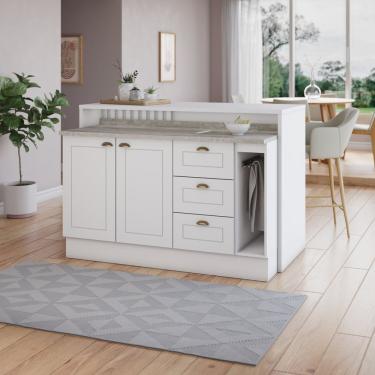 Imagem de Kit Ilha Gourmet 2 Portas 3 Gavetas Com Balcão Porta Toalha Americana Hp Branco