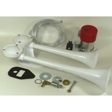 Imagem de FIAMM Fultone II Buzinas de ar duplas com kit de compressor - chifre fultone branco - compressor de 12 volts revestido com pó branco (62350-12)