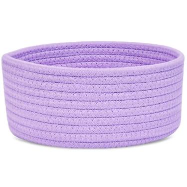 Imagem de ABenkle Cesta pequena de tecido, cesta de armazenamento pequena e rasa vazia, mini cestas de corda de algodão, cesto decorativo redondo, caixas de armazenamento de cesta para brinquedos, spa, meias