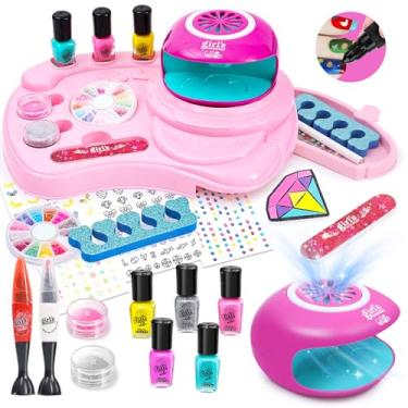 Imagem de Yoloflix Kit De Esmaltes Para Meninas, Conjunto Salão Arte Infantil Com Secador Meninas 6 A 12 Anos, Maquiagem, Manicure, Decoração, Estúdio, Presentes, Natal, Aniversário, Spa, Festa, Lembrancinhas