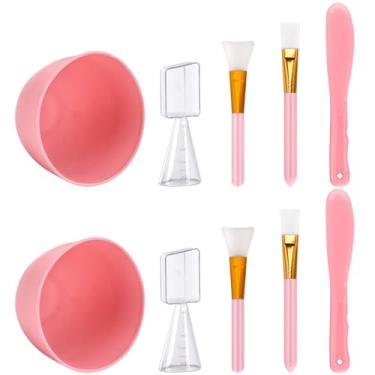 Imagem de Tecbeauty Conjunto De Tigelas Para Misturar Máscaras Faciais, Kit Ferramentas Máscara Facial Faça Você Mesmo Com 10 Peças, Escovas Faciais Silicone, Espátula E Copo Medidor (Rosa)