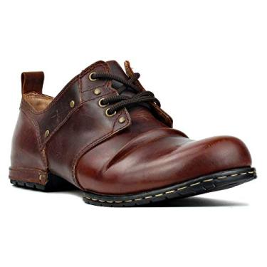 Imagem de OSSTONE Botas de Moto masculinas modernas de couro com cadarço Chukka OS-6015-1-VERMELHO-MARROM R, Vermelho, 39