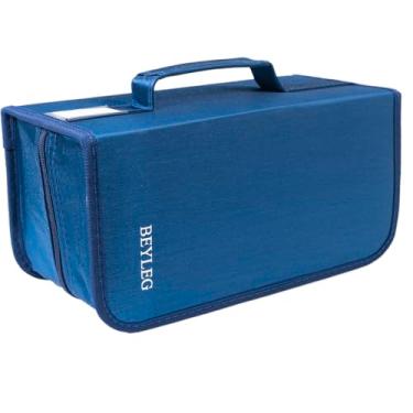Imagem de BEYLEG 160 Capas De Armazenamento Para Dvd, Cd E Vcd, Carteira Blu-Ray, Suporte Organizador Mídia (Azul)