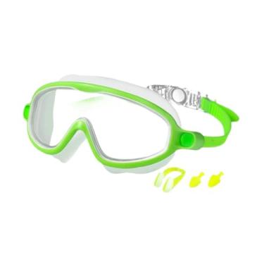 Imagem de oshhni Óculos de natação infantis antiembaçantes com protetor auricular e clipe nasal, óculos de natação ajustáveis ​​da moda para crianças, meninos e, Branco E Verde