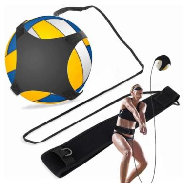 Imagem de Yosoo Health Gear Auxílio de equipamento de treino de vôlei, treinador de vôlei de futebol para prática solo ajustável, corda de treino de vôlei para servir, espigar, balançar, bola de retorno