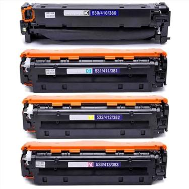 Imagem de Kit 4 Toners Compatíveis H P 304A CC530A a CC533A | Alta Qualidade de Impressão e Excelente Custo-Benefício | Preto, Ciano, Magenta e Amarelo