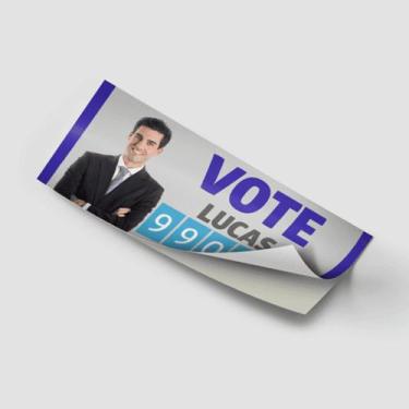 Imagem de 100 Adesivo Para-choque Eleições - 76x260mm em Vinil Branco Brilho 120