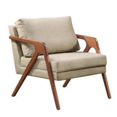 Imagem de Poltronas Decorativa Mona Luxo Madeira Maciça Varias Cores com Puff Gu