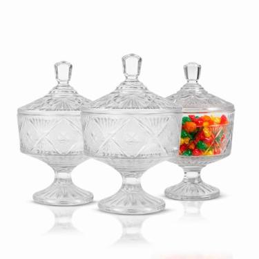 Imagem de kit 3 bomboniere vidro p� base mesa enfeite doces balas decora��o porta potiche expositor baleiro