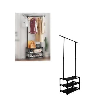 Imagem de Arara Para Roupas Com 3 Prateleiras, Sapateira Organizador, Varal, Cabideiro Para Ou Quarto - Modelo Luxo