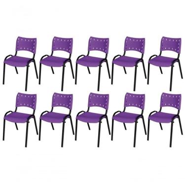Imagem de Cadeira Iso Base Preto Escola, Escritório Violeta Kit 10 Un