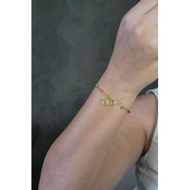 Imagem de Pulseira Olho Grego Com Zircônias Banhado Em Ouro 18k - Floratta Joias