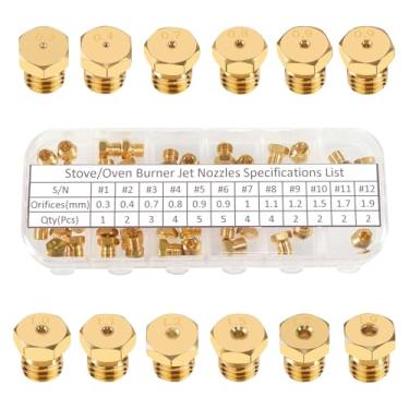 Imagem de PFCKE Kit de conversão de orifício de forno de fogão, peças de reposição de bocal de queimador a jato de latão M6 x 0,75 mm Ponta de pulverização a gás 0,3/0,4/0,7/0,8/0,9/1,0/1,1/1,2/1,5/1,7/1,9