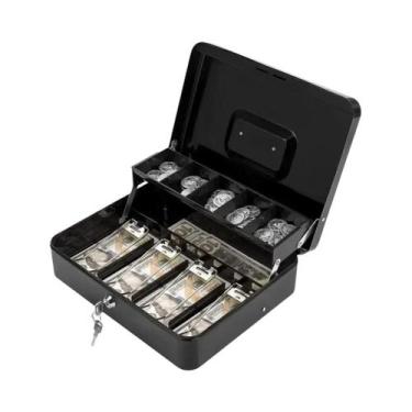 Imagem de Caixa De Dinheiro De Metal Portátil Com Trava Bandeja De Armazenamento
