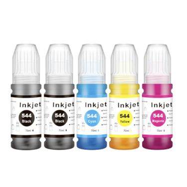Imagem de Esiwerjob T544 Garrafa de tinta compatível com refil de garrafas de tinta Eps 544 para L1210 L1250 L3110 L3150 L3160 L3210 L3250 L3251 L3260 L5290 L5590 (pacote com 5, 2 pretos 1Cy) an 1Magenta 1