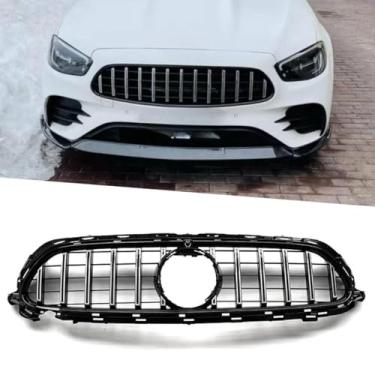 Imagem de Grade de para-choque de carro tiras decorativas kit de carroceria grade de corrida grade de para-choque dianteiro para E-Class W213 GT 2021-2023 (prata)