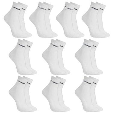Imagem de Kit 10 Pares Meias Originais Huxter Cano Médio Algodão, Branco