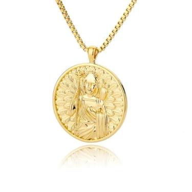 Imagem de Colar Banhado A Ouro 18K Com Medalha Hecate Hera,Colar De Mitologia Grega,Colar De Medalhão De Moeda Rainha Para Mulheres