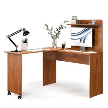 Imagem de Escrivaninha em L ou Bancada Painel com prateleira Office Escritório -