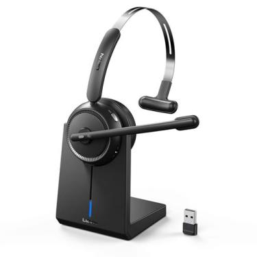 Imagem de Fone de ouvido sem fio LEVN 5.2 para call center com microfone preto