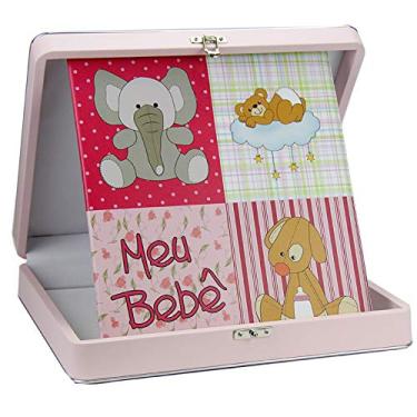 Imagem de Álbum Fotográfico 24x30 Animals Meu Bebê Rosa c/Maleta p/ 100 Fotos