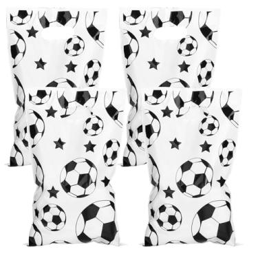 Imagem de PintreeLand 50 peças de sacolas de lembrancinhas de festa de futebol, sacolas de plástico para festas com tema de evento esportivo