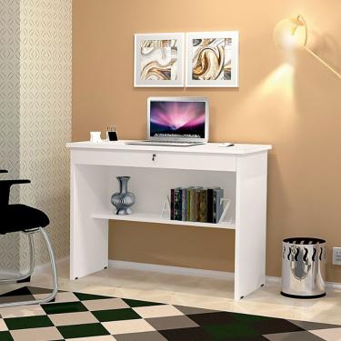 Imagem de Escrivaninha Mesa Notebook Orquídea Multiuso Compacta Com Gaveta E Chave - Branco