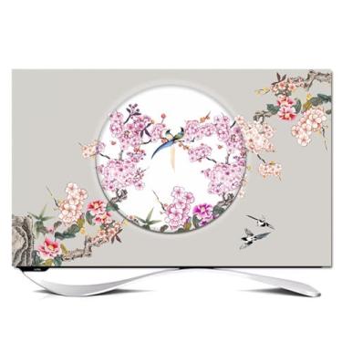 Imagem de Capa de TV Capas de TV universais 32-80 polegadas Protetor de tela de TV simples à prova de poeira padrão de pintura protetor de tela LCD LED para quarto decoração de sala de estar - cinza||70