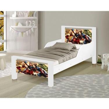 Imagem de Mini Cama de Criança Infantil Vingadores Adesivada com Colchão - BOTTE