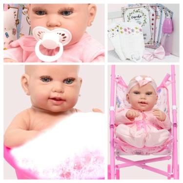 Imagem de Bebe Tipo Reborn Carequinha Fofa Corpo de Vinil Siliconado - Cegonha R