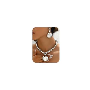 Imagem de Missgrace Conjunto de brincos femininos vintage Boho com contas de declaração, círculo, gargantilha grossa, conjunto de brincos e colar longo banhado a ouro para formatura, bar, festa, casamento