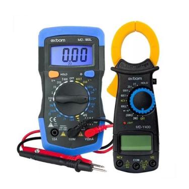 Imagem de Kit Alicate Amperímetro Digital Com Multímetro Profissional Medidor Co