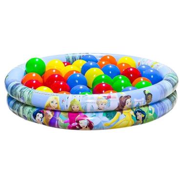 Imagem de Piscina Infantil Inflável 21L Princesas 25 Bolinhas + Bomba