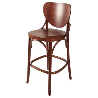 Imagem de Banqueta de Madeira Clássica Eduarda com Encosto Curvado Pinhão - Ccs 