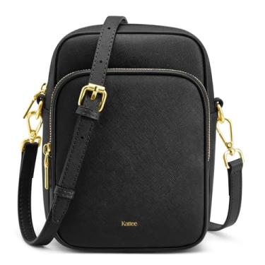 Imagem de Kattee Bolsas De Couro Femininas, Pequenas Ombro Genuínas, Carteira Feminina Com Alça Ajustável, Pretas