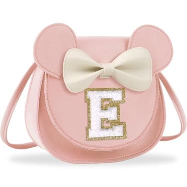 Imagem de Presentes de aniversário para meninas de 2, 3, 4, 5, 6, 7, 8, 9 e 10 anos de idade, bolsa infantil infantil para meninas pequenas com laço de orelha de rato personalizado, Pequeno-rosa-branco, E, E