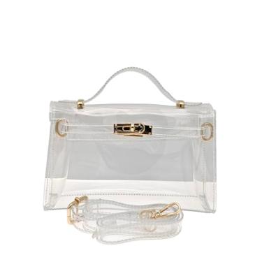Imagem de COOLOYA Bolsa feminina transparente quadrada, bolsa de mão de gelatina, bolsa de mão, bolsa tiracolo versátil, Dourado, One Size, Macio
