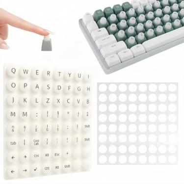 Imagem de Teclas de silicone elevadas para unhas longas com letras, adesivos de teclado de silicone protetores, capas de digitação macias para laptop e PC, para unhas falsas e de gel (64 peças, branco)