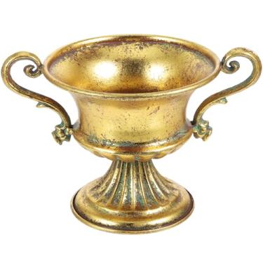 Imagem de Gatuida Vaso de metal retrô, vaso de ferro para decoração de casa, acabamento dourado, 24 x 16 x 14 cm, vaso decorativo de jardim