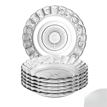 Imagem de Jogo De Pratos Fundos E Copos 12 Peças Aparelho De Jantar Em Vidro (6 Prato Estrela)