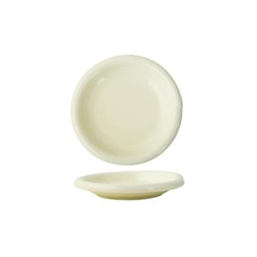 Imagem de Prato de sobremesa prático e requintado de cerâmica de vento simples para uso doméstico coreano - prato de 19 cm - branco leitoso.