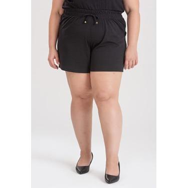 Imagem de Shorts Feminino Plus Size Malha Canelada - Serena, Preto, G4