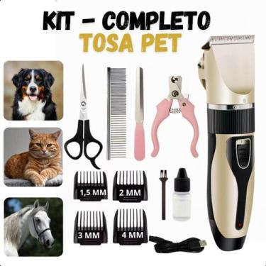 Imagem de Kit Tosa Profissional Elétrico para Pets  Cortador Sem Fio de Alta Pot