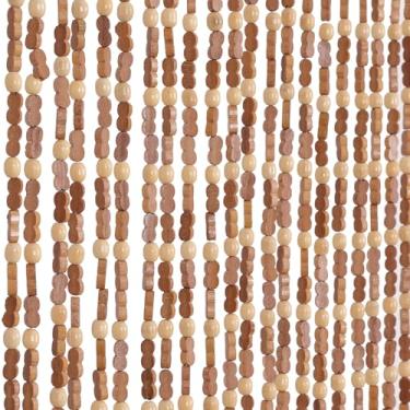 Imagem de BECHAEO Cortina de porta com contas feita à mão para porta boho, cortina suspensa para corredor, armário, quarto, divisória de sala de estar, hippie, estética para quarto, decoração de quarto, 90 x