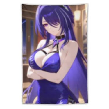 Imagem de LIEGBMEU Tapeçaria de biquíni sexy anime menina 101.6 cm x 152.4 cm interior exterior parede colcha arte decoração de tapeçaria caprichosa, AC061