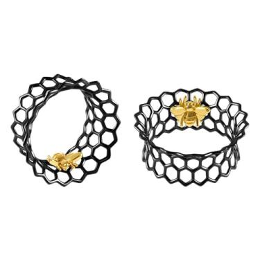 Imagem de Piercingpops 2 peças alargadores de orelha vintage abelhas colmeia oco alargador de orelha de aço inoxidável 316L alargador de orelha piercing calibre de orelha joias corporais 8 mm-25 mm, 5/8"(16mm