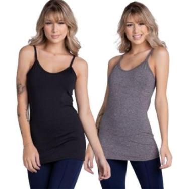 Imagem de Blusa Regata Básica Serra e Mar Kit Com Duas Cores Roupa Para Academia Treino Moda Fitness-Feminino